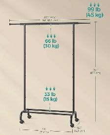 SONGMICS Extendable Garment Rack with Wheels - Photo 3