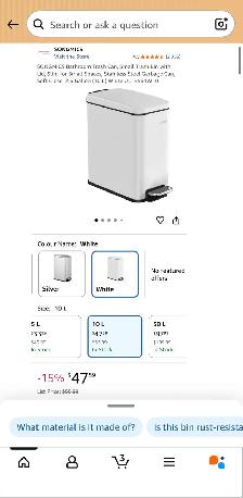 SONGMICS Slim Bathroom Trash Can - Photo 7