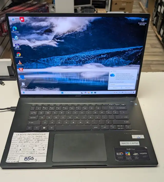 Acer Swift 16GB DDR5 Ryzen 7 6800u SSD 1 To NVMe OLED