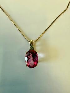 Women's 10K Gold Pink Topaz Necklace & Earrings Set - Photo 2