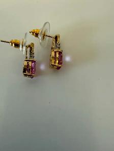 Women's 10K Gold Pink Topaz Necklace & Earrings Set - Photo 4