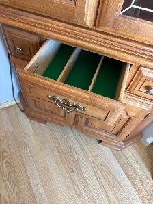 solid Oak Table and Corner China Cabinet Set - Photo 3