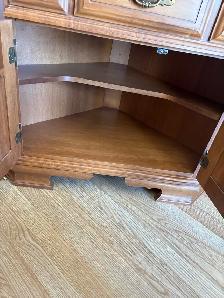 solid Oak Table and Corner China Cabinet Set - Photo 5