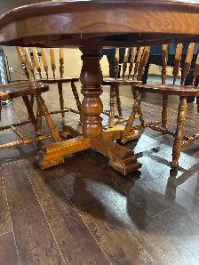 solid Oak Table and Corner China Cabinet Set - Photo 6