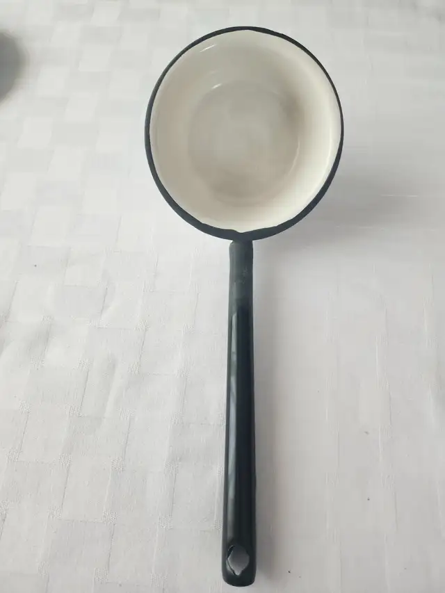 Antique White Water Ladle and Strainer