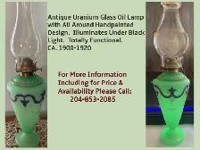 !!!ANTIQUE URANIUM GLASS OIL LAMP!!!