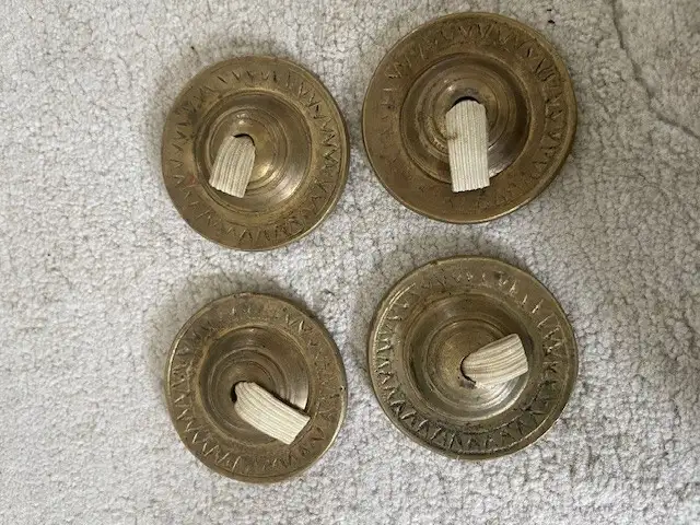 Hand hammered brass finger cymbals: belly dancing