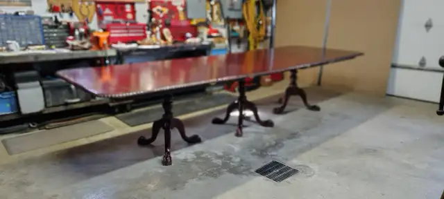 EXQUISE&RARE12PIEDSX42''AVEC3PIEDESTAUX TABLE ACAJOU CHIPPENDALE - Photo 5