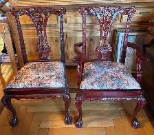 EXQUISE&RARE12PIEDSX42''AVEC3PIEDESTAUX TABLE ACAJOU CHIPPENDALE - Photo 7