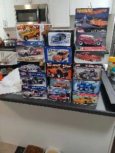 mixture of plast model cars and truck plus nascars and trucks