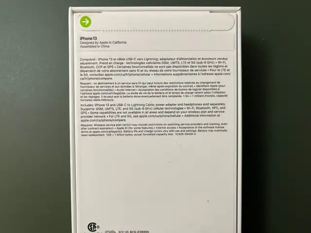 iPhone 13 Blue 128GB New (In Sealed Box) : $590 (or best offer) - Photo 2