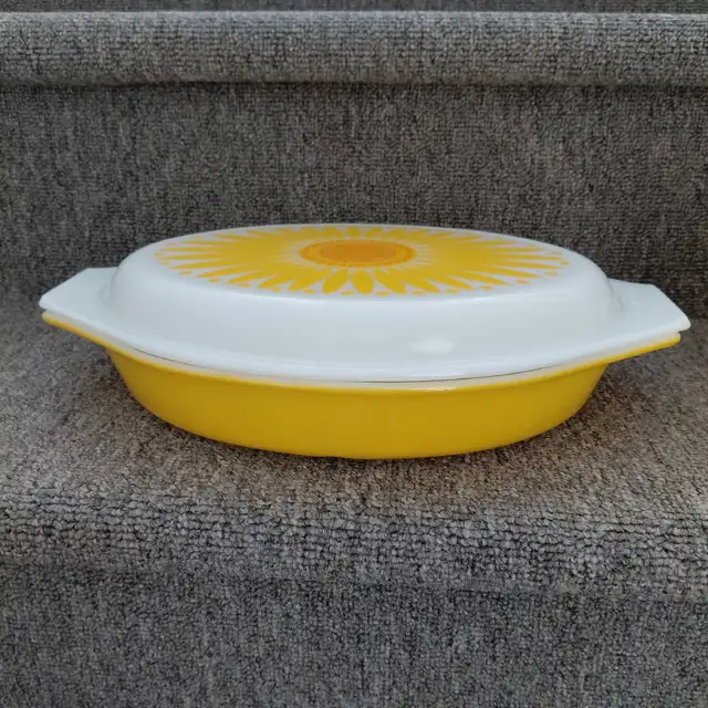 2 cocottes vintage tournesol Daisy Sunflower Pyrex 1 & 1,5 litre - Photo 3