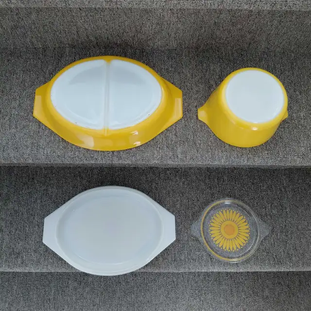 2 cocottes vintage tournesol Daisy Sunflower Pyrex 1 & 1,5 litre - Photo 6