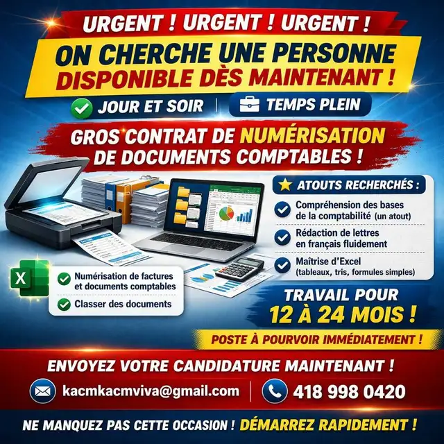 Aide au bureau - Numérisation factures