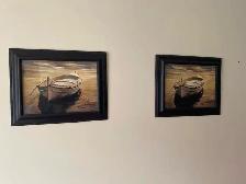 pair of Framed Wooden Rawing Boat art print - Photo 2