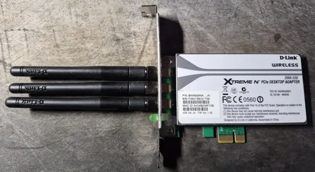 D-LINK PCIe WI-FI ADAPTER – TRIPLE ANTENNA – TESTED – $20