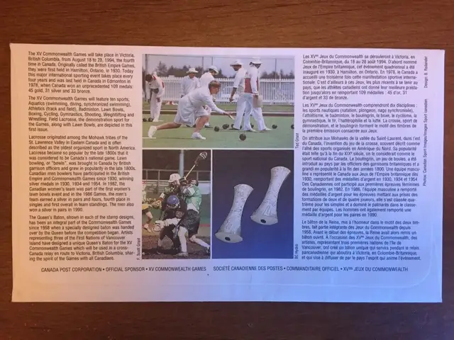 TIMBRES ET ENVELOPPE DES JEUX DU COMMONWEALTH (1994) COMME NEUF - Photo 3