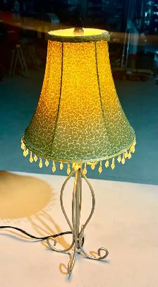 Decorative Table Lamp (Wrought Iron Base & Beaded Fabric Shade)