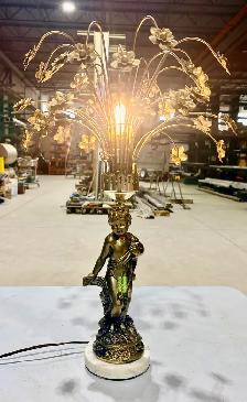 Antique Gilt Bronze Figural Candelabra (Cherub On Marble Base)