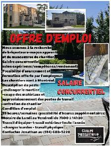 Manoeuvre de chantier/Apprenti briqueteur-maçon