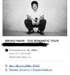 Bruno Mars Tickets for sale Toronto concert