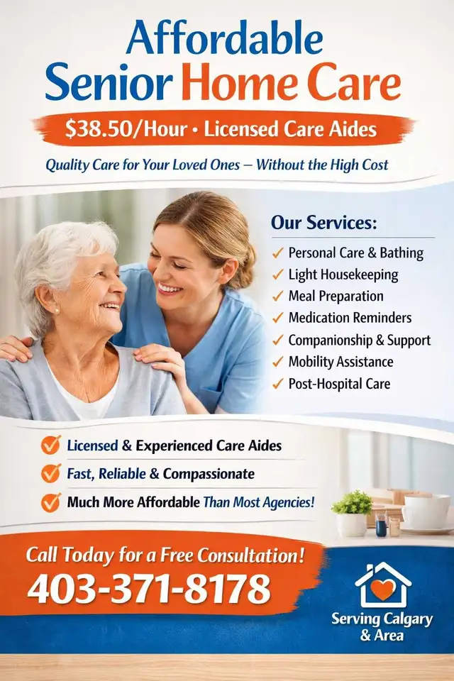 Affordable Senior Home Care - Licensed Aides - $38.5/Hr