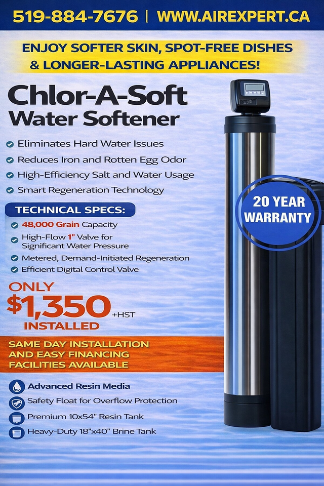 WATER SOFTENER WATER SOFTENER WATER SOFTENER  $1350 INSTALLED