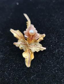 18k Tri-Colour Gold 5.1gr Brooch with White Pearl - Photo 2