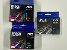 Genuine Epson 702 Colour and Black Ink Cartridges.