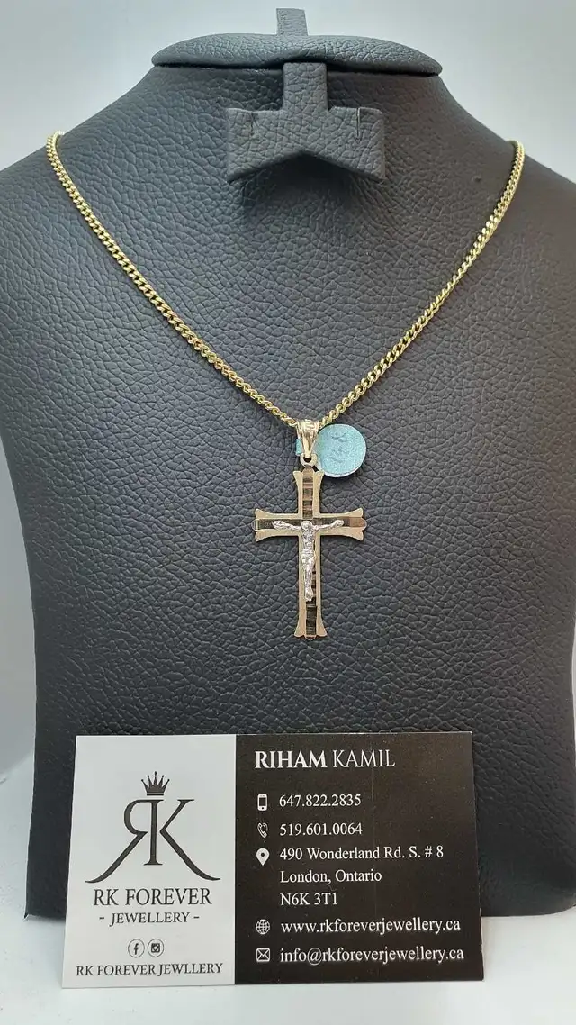 14k yellow gold cuban & cross #373_17