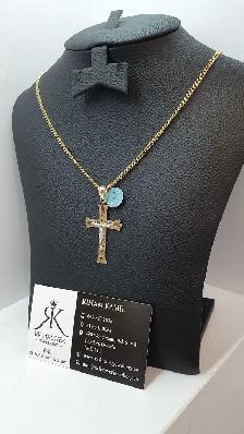 14k yellow gold cuban & cross #373_17 - Photo 2