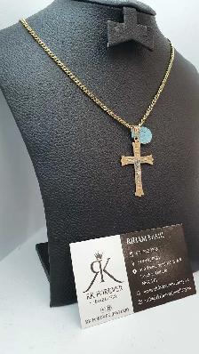 14k yellow gold cuban & cross #373_17 - Photo 3