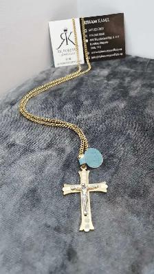 14k yellow gold cuban & cross #373_17 - Photo 4