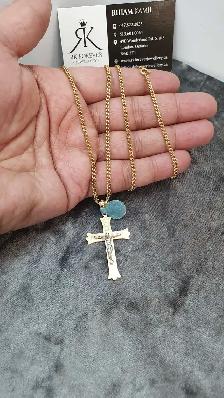 14k yellow gold cuban & cross #373_17 - Photo 5