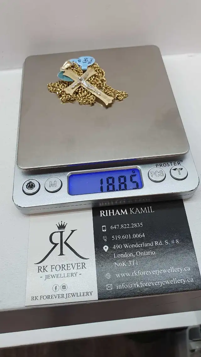 14k yellow gold cuban & cross #373_17 - Photo 6