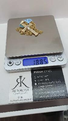 14k yellow gold cuban & cross #373_17 - Photo 6