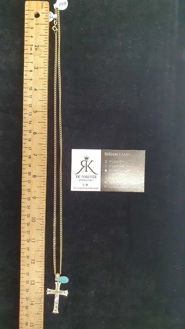 14k yellow gold cuban & cross #373_17 - Photo 7