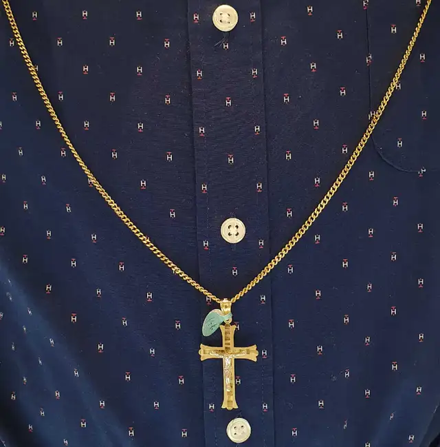 14k yellow gold cuban & cross #373_17 - Photo 8