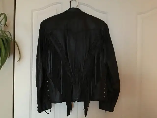 Manteau de moto Belfast en cuir avec franges