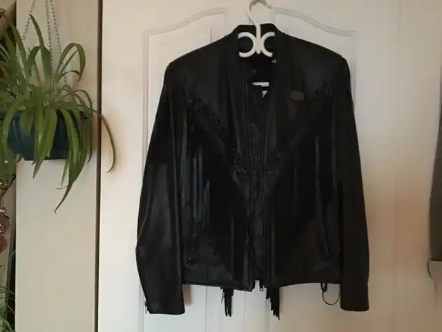 Manteau de moto Belfast en cuir avec franges - Photo 2