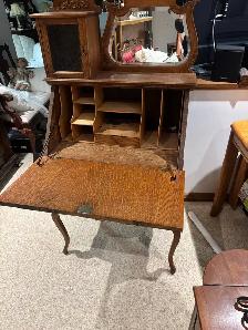 Antique writing desk( quarter cut oak) - Photo 2