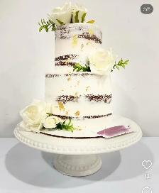 Seminaked cake white wedding cakes GTA - Photo 3