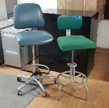 Drafting stool 5 wheel adj ht seat back-rest foot-rest c1991 USA