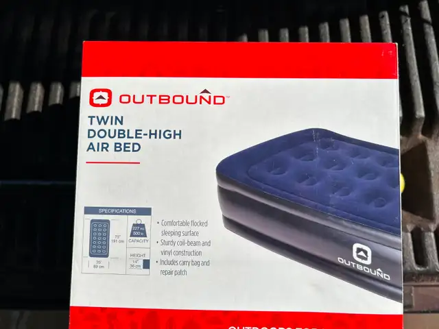 Outbound Twin Double-High Inflatable Air Mattress with Built-In