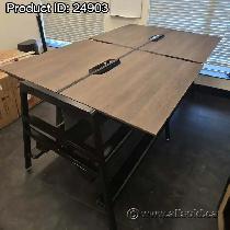 Set of 4 Steelcase Bivi Walnut Benching System Tables 48' x 24'