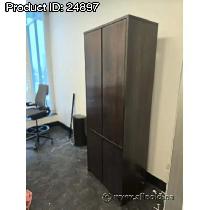 Dark Walnut 4 Door Storage Cabinet