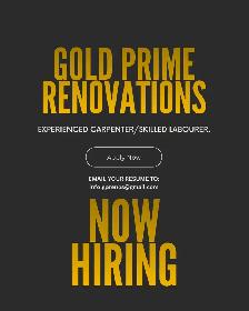 NOW HIRING - EXPERIENCED CARPENTER/SKILLED LABOURER