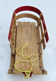 Kids Snow Sleigh Sled - Wood/Iron - Photo 2