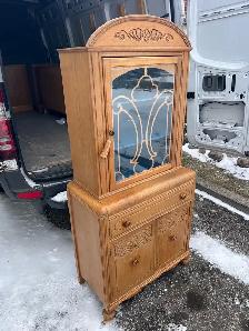 Free delivery Vintage antique Wooden Display Cabinet Glass Door - Photo 2