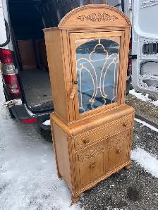 Free delivery Vintage antique Wooden Display Cabinet Glass Door - Photo 3